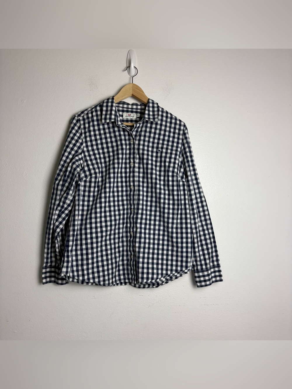 Vineyard Vines Navy‎ and White Gingham Button Down Shirt Women’s 14